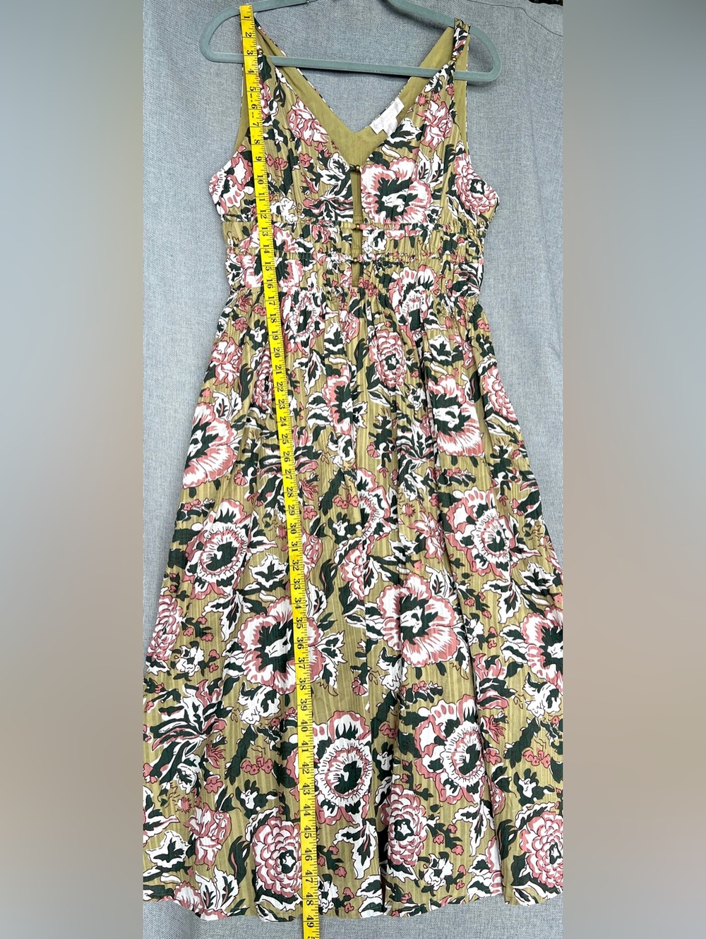 Caroline Constas Midi floral sundress olive dark green pink white size L - Picture 12 of 15